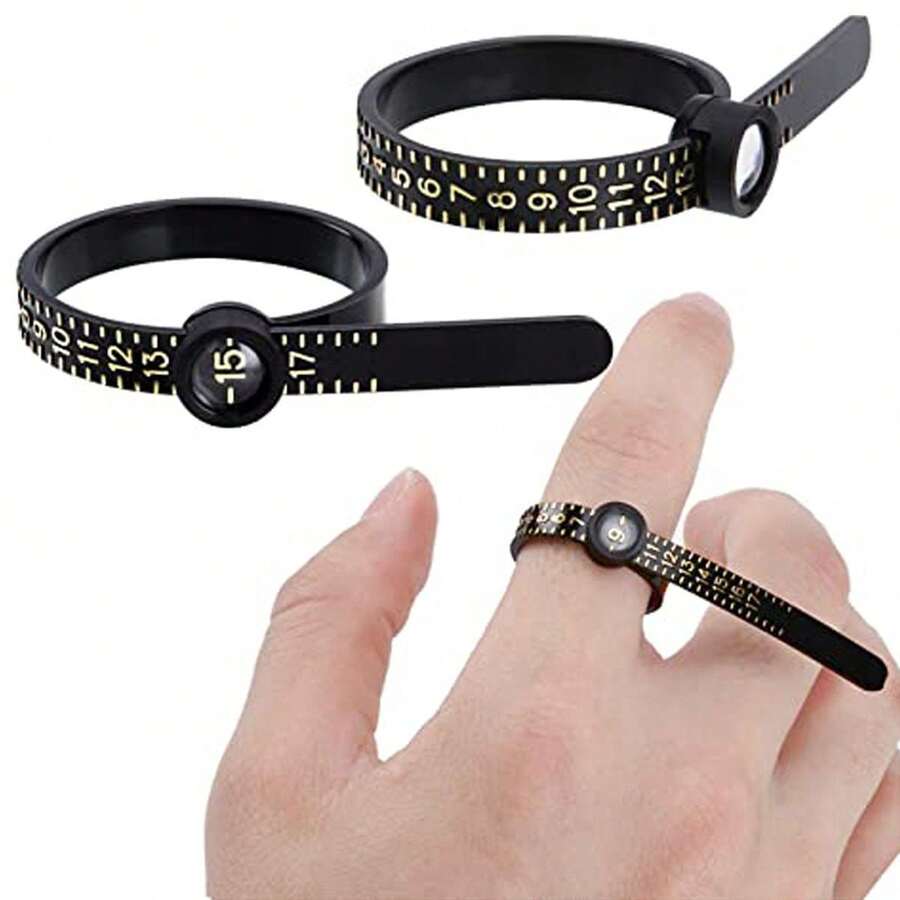1pc Finger Measuring Ruler With Magnifying Glass Ring Size Gauge Ring Diameter Measuring Ruler Belt-Style Finger Size Measuring Tape - A - View 1