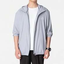 Jaket berkerudung tenun adidas, pria, abu-abu - Light Grey - View 2