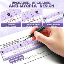 7pcs Student Geometry Drawing Set, Anti-Myopia Scale Compass, Ruler, Triangle Ruler, Protractor, Eraser, Pencil Lead, Portable Metal Storage Box, Exam And Homework Measurement Tools - Multicolor - View 2