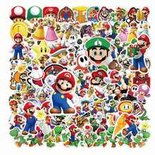 SUPER MARIO BROS. 1set/100pcs Classic Game Cartoon Sticker Collection, Featuring Multiple Popular Character Patterns, Suitable For Decorating Water Bottles, Computers, Skateboards, As Well As Souvenirs, Party Souvenirs, And Fan Gifts. (Stochastic Style) - Multicolor - View 3