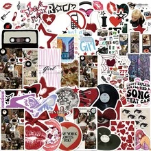 somoving 50pcs Y2K-Inspired Graffiti Stickers - Cute & Aesthetic Waterproof Decals For Scrapbooking, DIY Projects On Laptops, Water Bottles, Luggage - Durable PVC, Self-Adhesive - Perfect For Teens & Party Decor, Scrapbook Stickers, Perfect For Winter - Multicolor - View 1