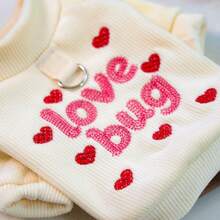 Dog Hoodie Warm Fleece With Leash Ring Heart Print Small Dogs Winter Clothes Gift Pink Leash - White - View 8