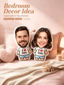 1pc DIY Customized Personalized Creative Pillow/Cushion, Gift For Girlfriend/Wife, Home Decor | Holiday Decoration | Wedding | Birthday Gift | Anniversary | Children's Gift, Suitable For Halloween, Christmas, Thanksgiving, Valentine's Day - Upload Picture Customization - View 3
