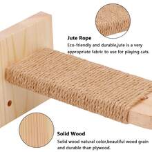Wall Mounted Cat Climbing Shelf With Hemp Rope Covered,Cat Wall Steps, Cat Ladder, Cat Stairway With Felt For Cat Climbing And Playing - Apricot - View 6