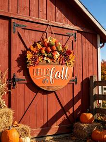 Autumn "Welcome" Hanging Decor, Round Wreath Design, Suitable For Entryway Decoration, Applicable For Autumn Celebrations And Thanksgiving Home Decor, Perfect Autumn Home Decor Item - Multiple Styles - View 6