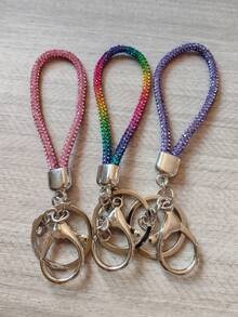 1-5pcs Fashion Rhinestone Pendant Keychain Bag Car Key Chain Pink Women Simple Key Chain - Multicolor - View 7