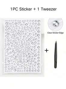 1pc/1set Silver Heart & Star Christmas Face Rhinestone Stickers, Self-Adhesive Glitter Face Stickers For Music Festival, Christmas Party Eye Makeup Decoration, With Exclusive Tweezers - Multicolor - View 6
