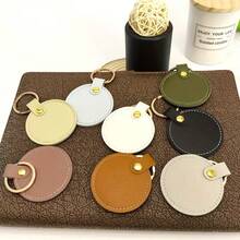 4pcs/12pcs DIY Handmade Jewelry Large Round Creative Leather Keychain, Leather Heart Pendant Key Ring, Fashion Key Ring, Bag Accessory, Unique Backpack Charm, Car Keychain, Birthday Gift, Party Favor, Winter - Multicolor - View 9