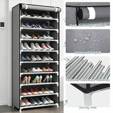 10-Layer Zipper Fabric Shoe Rack, Minimalist Dust-Proof Shoe Cabinet, Multi-Tier Shoe Storage Organiser, Portable Shoe Shelf For Dormitory, Bedroom, Student & Home Use - Silver Grey - View 3