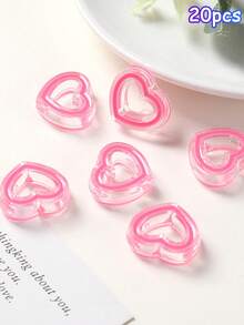 20pcs 24mm Transparent Colorful Acrylic Oil Drop Beads Hollow Heart Beads DIY Beading Loose Beads Phone Chain Accessories - Hollow Heart Beads - View 15