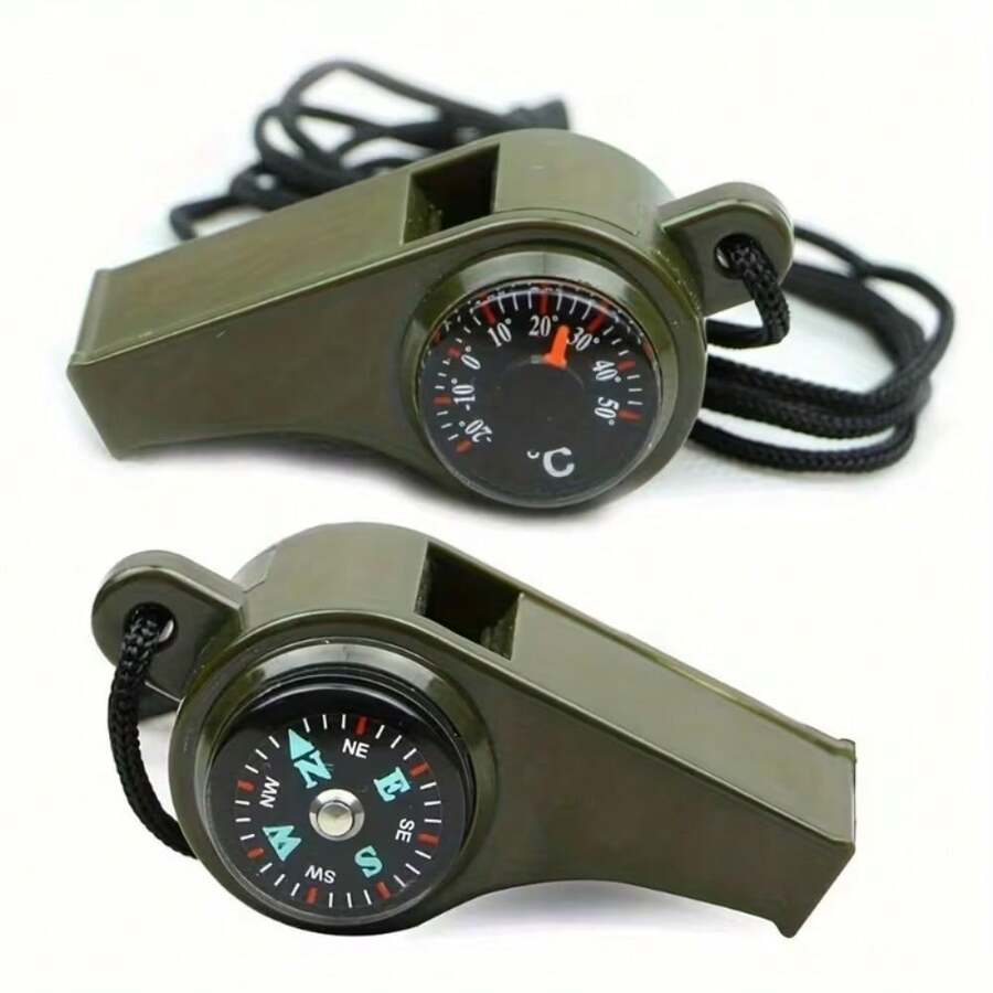 1 buah Peluit 3-in-1 Warna Hijau Zaitun dengan Kompas, Termometer, dan Tali Gantungan, Perlengkapan Luar Ruangan Multifungsi, Ringkas, Portabel, dan Ringan, Cocok untuk Berkemah, Aktivitas Luar Ruangan, Wasit, dan Pemandu Sorak, Aksesori Berkemah, Menghasilkan Suara Keras dan Jelas di Luar Ruangan! - MultiWarna - View 1