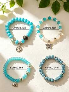 1 Set Women's Bohemian Beaded Bracelet Butterfly Anchor Elephant Alloy Pendant Multicolor Bracelets - Multicolor - View 10