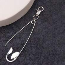 Personalized Metal Large Safety Pin Keychain Hip-Hop Jeans Pendant Bag Charm Punk Unisex Accessory - Silver - View 5