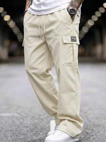 2026 Spring/Autumn New Men's Cargo Pants, Loose Fit, Multi-Pocket Design Sports - Apricot - View 3