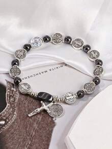 1pc Vintage Handmade St. Benedict Cross Theme Bracelet, Suitable For Anniversary Celebration Commemorative Gift - Bracelet - View 5