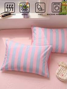 1/2 buah Sarung Bantal Motif Garis Warna-warni - Terbuat dari Kain Poliester Lembut, Cocok untuk Sarung Bantal di Sofa Kamar Tidur - Penutup Bantal Dekoratif, Dapat Digunakan Sepanjang Tahun - MultiWarna - View 5