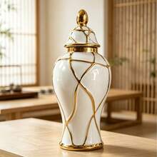 European Luxury Creative Acrylic Flat White Vase Decor, Suitable For Home Living Room Decoration, Dining Table, Office Desk, Desktop Decoration And Display - 1PC - View 3