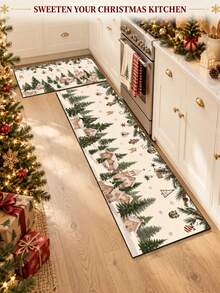 1/2pcs Christmas Diatomaceous Earth Mat, Vintage Cedar Pattern, Super Absorbent, Non-Slip, Perfect For Bathroom, Kitchen And Dining Room, Quick Drying, Ideal Home Decor And Bathroom Mat Gift - Multicolor - View 4