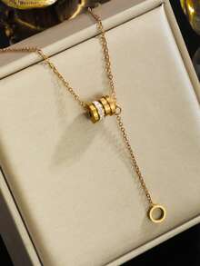 Women's Necklace Luxury Waist Beads Necklace, Rose Gold Rhinestone Double Circle Clavicle Chain, Unique Design Elegant Versatile Necklace - Slim Waist - View 1
