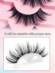 Asiteo 7 Pairs Natural Messy Cat Eye False Eyelashes, Transparent Lash Band, Create Cat Eye Makeup Look, Fox Eye, Long And Slender, Lightweight Soft Natural, Strip False Eyelashes, Halloween - Black - View 4