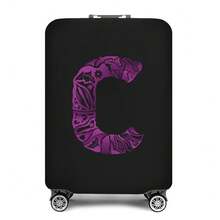 Vibrant Artistic Letter Print Elastic Luggage Cover, Dustproof & Scratch-Resistant Suitcase Protective Sleeve, Fits 18-32 Inch Travel Rolling Luggage - Black - View 30