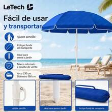 Sombrilla Central Redonda para Playa y Jardín de 2.3 m con Protección UV y Anti Viento - Azul - Ver 5
