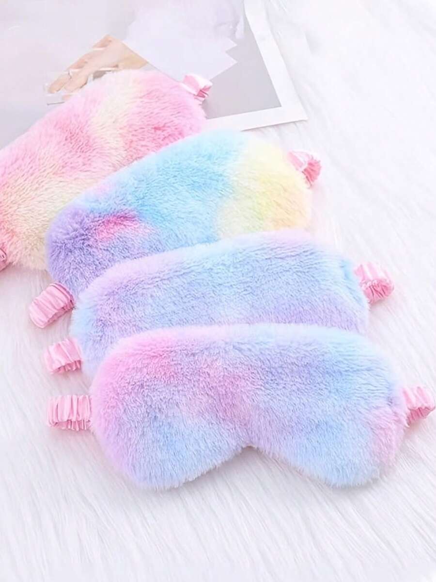 Tie-Dye Gradient Plush Sleep Mask, Soft Light-Blocking Eye Mask, Suitable For Napping, Travel, Home Sleep - A - View 1