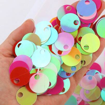 10/15/20/25/30MM Large Hole Sequin Flat Round Holographic PVC Beads Shiny Large Hole Applique Sequins, Suitable For Wedding Jewelry Making, Necklace, Earrings, Sewing, Embroidery, Art DIY Craft Materials