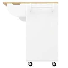 Kitchen Cabinet, Serving Trolley With Wood Grain, Kitchen Trolley With Castors And Worktop, With Spice Rack And Towel Rail, Kitchen Island With Sliding And Drawers, White - 1 - View 6