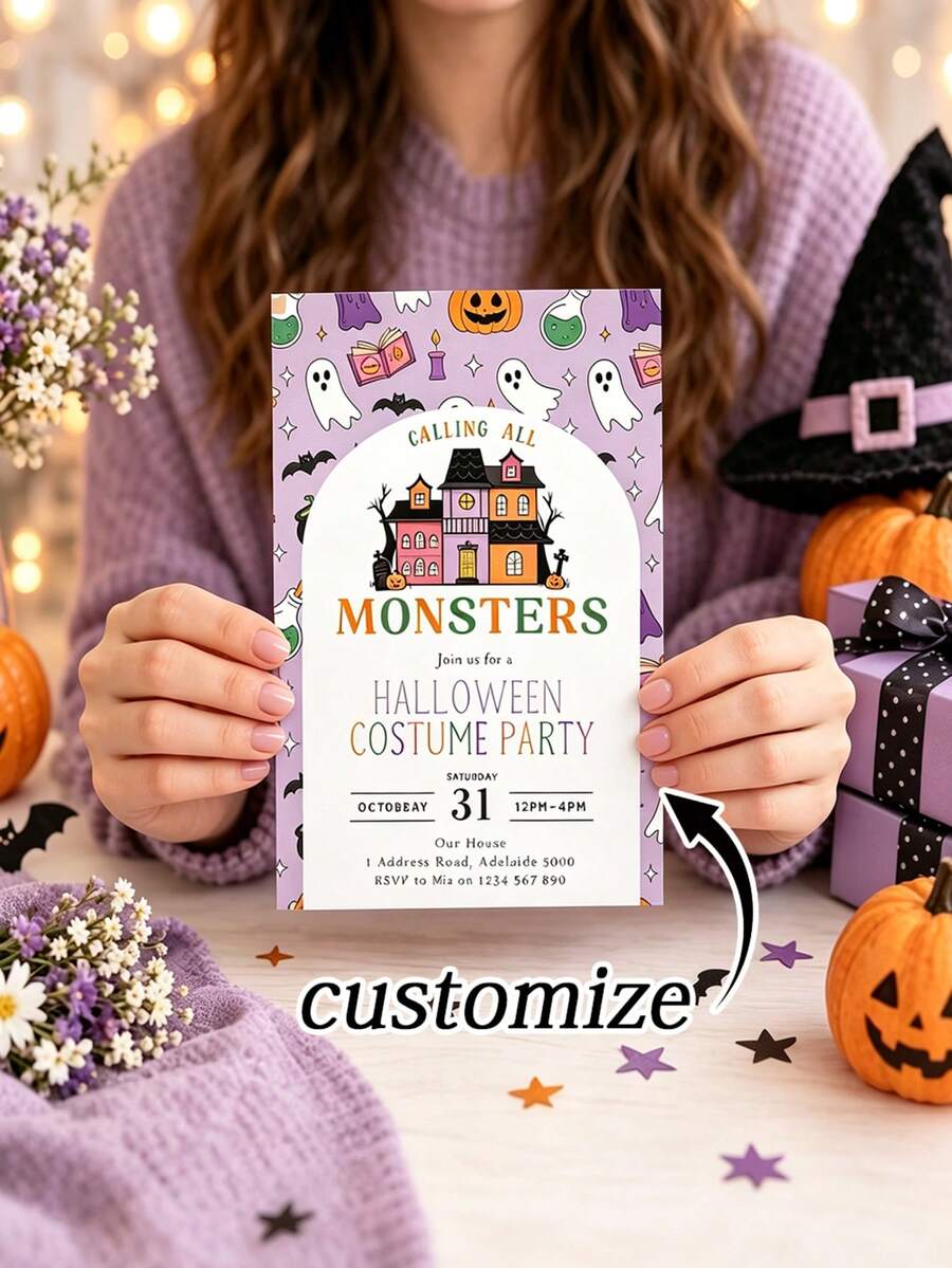 Customized Halloween Cards, Customized Halloween Birthday Cards, Customized Christmas Invitation Cards, Customized New Year Cards, Customized Birthday Program Cards, Customized Valentine's Day, Customized Mother's Day, Customized Guest Cards, Customized Adult Ceremony, Party, Company Gathering Program Cards - Card 1 - View 1