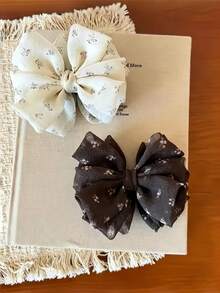 1pc Textured Floral Bow Banana Clip Minimalist Versatile High Ponytail Hair Clip Back Of Head Hair Clip Hair Accessory For Women - Multicolor - View 5