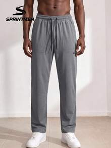 1pc Dark Gray Casual Men's Long Pants, Men's Sweatpants With Elastic Drawstring Waist And Side Pockets, Casual Sports Style, Suitable For Library Study, Street Strolling, Friends Gathering, Daily Commute, Outdoor Sports - Dark Grey - View 2