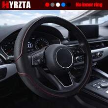 1pc Double Stitching Embossed PU Leather Steering Wheel Cover, Premium Anti-Slip Comfortable Grip Car Steering Wheel Protector, All-Season Universal For Sedan SUV Truck, Easy Installation Car Interior Accessory - Dual-line - View 2