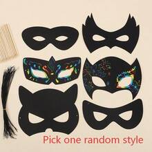 Scratch Art Hero Mask With Elastic Band And Wooden Stylus - Perfect For DIY Crafts, Costume Parties, Carnival, Christmas And Thanksgiving Decorations - Multicolor - View 10