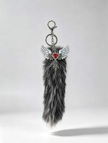 1pc Y2K Style Heart Cross Animal Tail Bag Charm, Suitable For Bag Decoration, Keychain Chain, Clothing Accessory - Multicolor - View 7