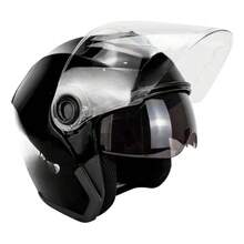 Casco de Motocicleta Abierto 3/4 con Visera Doble HD Abatible Certificado DOT - B - Ver 1
