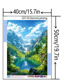 1 pc Stiker Lukisan Berlian DIY Bordir Pemandangan Air Mengalir Dekorasi Rumah Full Drill 30*40cm/40x50cm - Set - View 4
