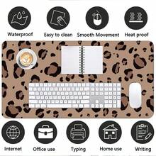 Retro Coffee Brown Leopard Print PU Leather Desk Pad, Waterproof Oilproof Large Gaming Mouse Pad, Stylish Minimalist Desktop Decoration For Home Office Gaming Work - View 8