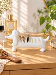 Cute Dachshund Ring Holder With Jewelry Storage Bag, Jewelry Display Stand, Jewelry Organizer, Creative Desktop Ring Storage Rack, Vanity Decor Ring Holder, Cute Room Decor Gift, Gift For Jewelry Lovers, Party Favor, Holiday Gift - Multicolor - View 7