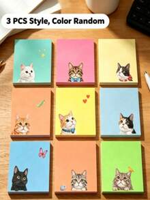 3pcs Macar Dog Sticky Notes Set, Random Mixed Color Patterns, Memo Stickers, Suitable For Planner And Office Decoration, Style And Color Random - Multicolor - View 8