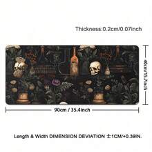 1pc Dark Academia Gothic Skull & Dried Flower Potion Bottle Print Large Rubber Mouse Pad, Non-Slip Extended Gaming Keyboard Desk Mat, Waterproof Table Protector For Office Home Halloween Decor - View 12