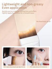 INYUSUN 1pc 2-In-1 Foundation Brush With Scraper, Curved Flat Foundation Brush, Fish Tail Foundation Brush - Light Grey - View 2