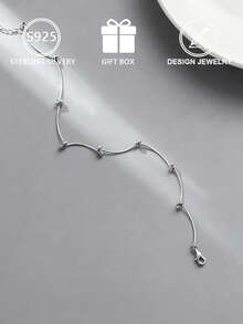 1pc Ins Style 925 Silver Bead Knot Thin Snake Bone Bracelet For Women Commute & Date Wear - Silver - View 5