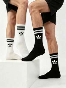 1/10/20 pares de calcetines deportivos de media caña para hombre en negro y blanco, calcetines para pareja, cómodos, casuales y transpirables, aptos para uso diario, deportes, todas las estaciones, unisex - Blanco y Negro - Ver 3