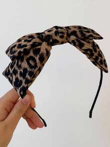 New Leopard Print Oversized Bow Headband Elegant Large Scrunchie Hair Tie Highly Attractive Hair Accessory - Multicolor - View 2