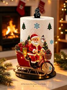 Acrylic Tabletop Vertical Paper Towel Holder With 2D Printed Reindeer Sleigh And Santa Claus Pattern, Kitchen Paper Towel Rack, Home Party Decoration And Storage Paper Towel Holder, Lightweight And Affordable, Does Not Include Paper Towels, Suitable For Kitchen, Bathroom, Restroom, Dining Room, Living Room, Bedroom, Christmas Holiday Kitchen Desktop Paper Towel Storage Holder Creative Holiday Home Decor Ornament - Multicolor - View 4