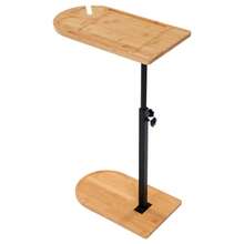 Side End Table, Makeup Organizer,mobil, Höhenverstellbar 42–82cm, Bambus & Metall, C-Form, Stabil, 360° Drehbar, Für Wohnzimmer, Bücher, Gläser, Tablet, Langlebig, Platzsparend - Holzfarbe, Schwarz - Übersicht 9