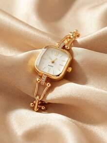 1 buah Jam Tangan Quartz Minimalis Elegan Persegi Kasual Fashion Wanita, Cocok untuk Pemakaian Sehari-hari, Juga Dapat Diberikan Sebagai Hadiah Liburan - Putih - View 6