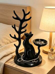 Cat And Tree Jewelry Organizer Stand, Living Room Desktop Organizer And Home Decor, Small Item Storage And Organization Accessory, Multi-Purpose Desktop Decoration, Suitable For Jewelry, Keys,Storage, Suitable For Placing Small Things, Home Decor - Multicolor - View 4