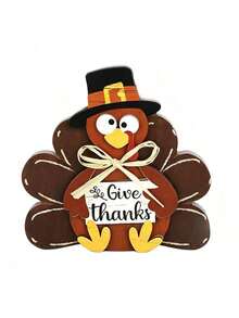 Thanksgiving Decorations For Home Turkey Table Centerpiece Rustic Signs Block Harvest Tabletop Fall Decor Indoor Tiered Tray Office Desk Shelf Mantel Kitchen Autumn Party Supplies - Multicolor - View 10